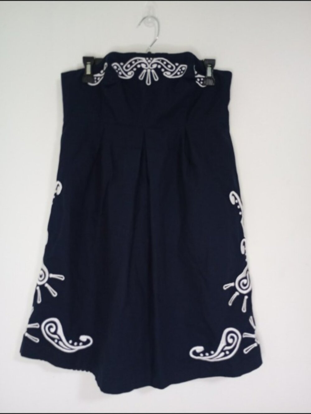 Tommy Hilfiger Navy Strapless Embroidered Cotton Mini Dress Size 8 A-Line